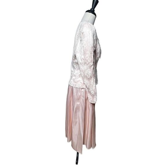Scott McClintock 80's Vintage Pink Taffeta & Lace Victorian Skirt Set Size 10 - Picture 4 of 7